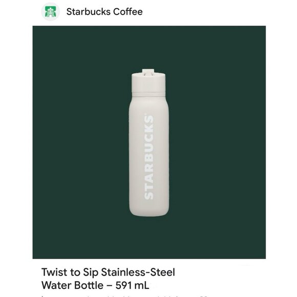 NWT Starbucks Twist‎ to Sip Stainless Steel Drink Bottle Cream Grey 591ml/20oz - Picture 1 of 14
